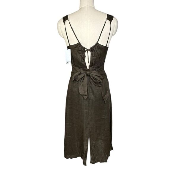 Equipment Ginette Brown Linen Sleeveless Midi Dress | 2 - Picture 9 of 11